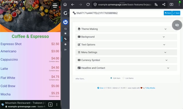 Menu Button section management.